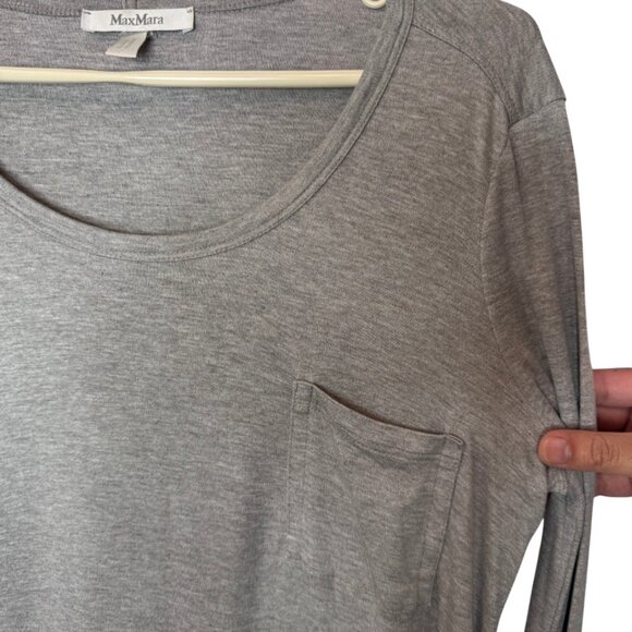 MaxMara grey long sleeve scoop neck top size M - Picture 3 of 5